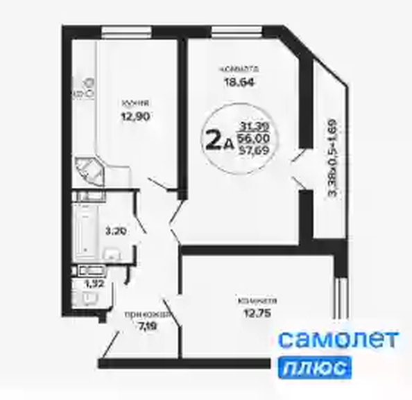 
   Продам 2-комнатную, 57.7 м², Российская ул, 257/7

. Фото 7.