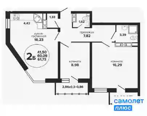 
  Продается 2-комн. квартира 61.7 м², в ЖК Гулливер, литер 1. Фото 7.
