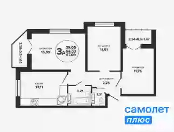 
  Продается 3-комн. квартира 67.7 м², в ЖК Гулливер, литер 1. Фото 7.