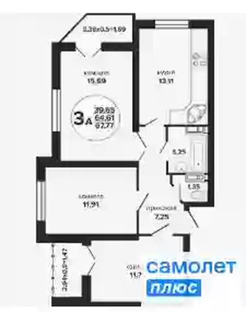 
  Продается 3-комн. квартира 67.8 м², в ЖК Гулливер, литер 1. Фото 7.