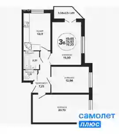 
  Продается 3-комн. квартира 76.2 м², в ЖК Гулливер, литер 1. Фото 7.