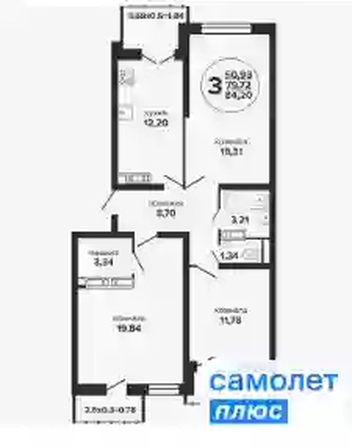 
  Продается 3-комн. квартира 84.2 м², в ЖК Гулливер, литер 1. Фото 7.