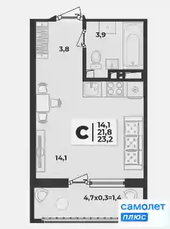 
   Продам студию, 23.2 м², Лето, литера 1/1

. Фото 15.