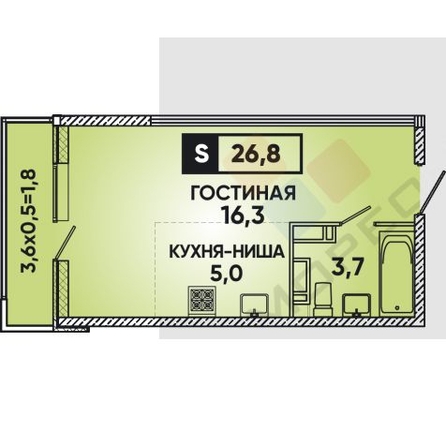 
   Продам студию, 24.7 м², Григория Булгакова ул, 6

. Фото 18.