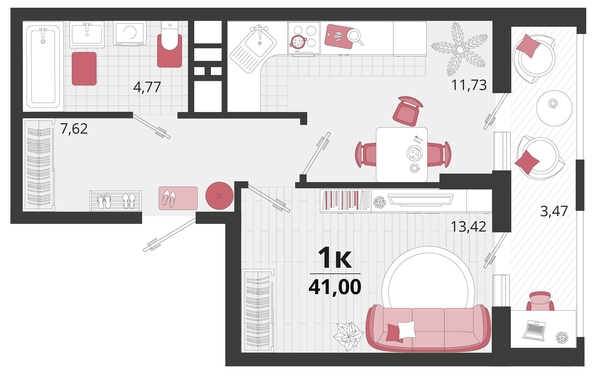 
   Продам 1-комнатную, 41 м², Родные просторы, литера 15

. Фото 4.