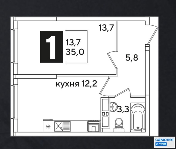 
   Продам 1-комнатную, 35 м², Ивана Беличенко ул, 101

. Фото 4.