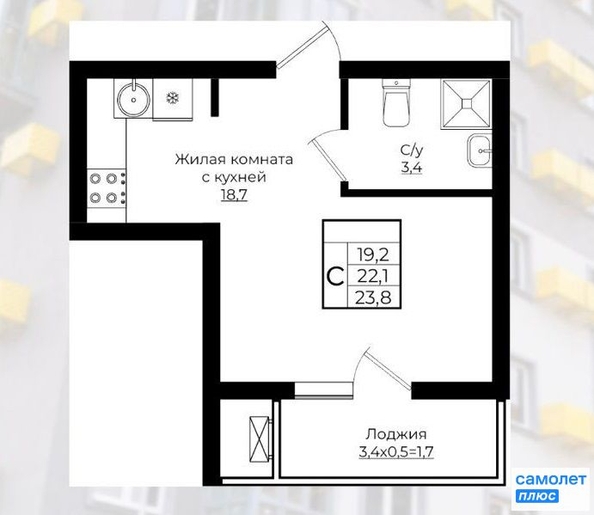 
   Продам студию, 23.8 м², Клубный квартал Европа 6, литера 6

. Фото 4.