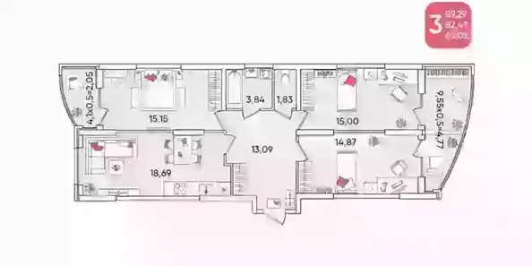 
   Продам 3-комнатную, 89.29 м², Любимово мкр, 16/1

. Фото 13.