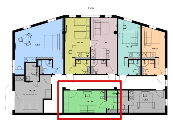 
   Продам 1-комнатную, 18.3 м², Пирогова ул, 10/3

. Фото 22.