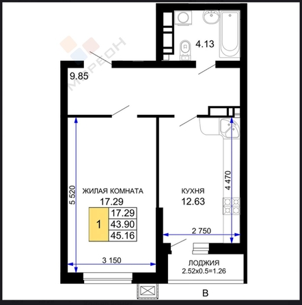 
   Продам 1-комнатную, 45.8 м², Московская ул, 112

. Фото 8.