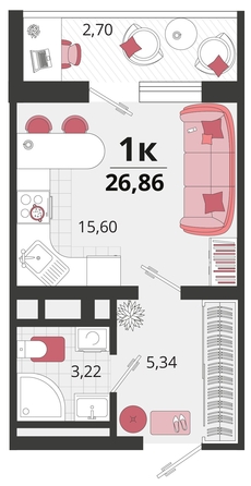 
   Продам 1-комнатную, 26.75 м², Природная ул, 10Б к2

. Фото 4.