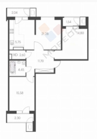 
   Продам 3-комнатную, 77.1 м², Автолюбителей ул, 1Г

. Фото 29.