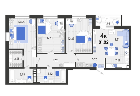 
   Продам 4-комнатную, 81.82 м², Спортивная ул, 2а лит8

. Фото 12.