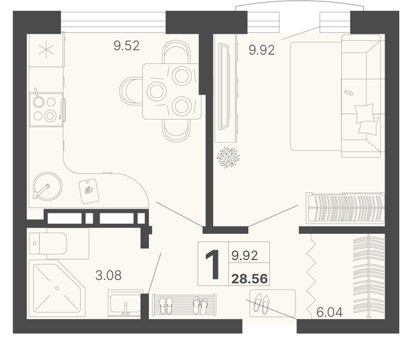 
   Продам 1-комнатную, 28.56 м², Светский лес, литер 3

. Фото 6.