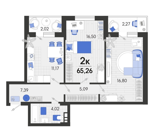 
   Продам 2-комнатную, 65.6 м², Белые росы, литера 8

. Фото 4.