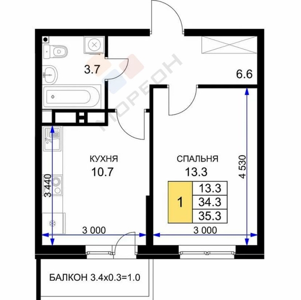 
   Продам 1-комнатную, 35 м², Героя Ростовского ул, 8к4

. Фото 13.