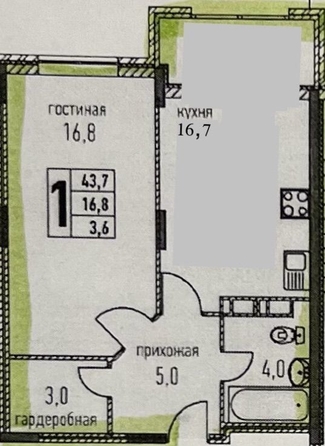 
   Продам 1-комнатную, 46 м², Таманская ул, 121к10

. Фото 9.