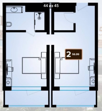 
   Продам 2-комнатную, 51.4 м², Хризантем ул, 10/2

. Фото 24.