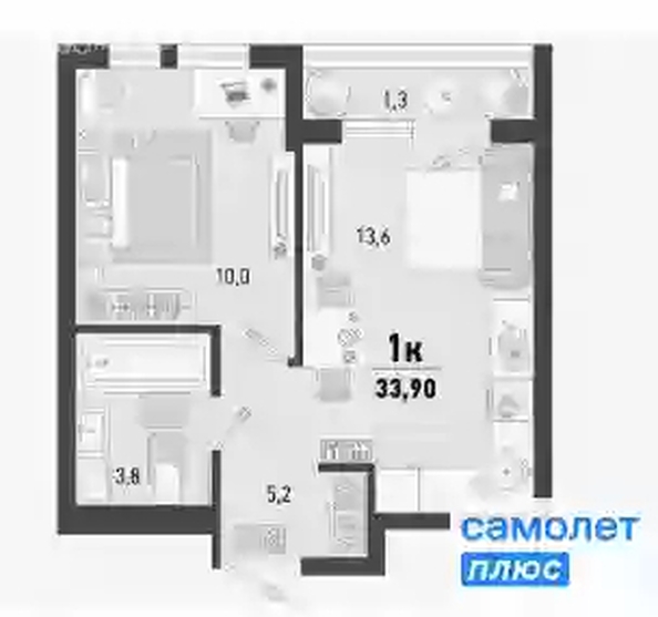 
   Продам 1-комнатную, 33.8 м², Барса, 1В литер

. Фото 11.