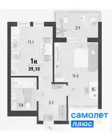 
  Продается 1-комн. квартира 39.1 м², в ЖК Барса, 1В литер. Фото 11.