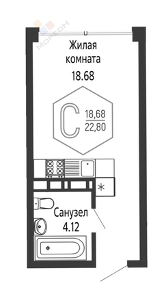 
   Продам студию, 22.8 м², Обрывная ул, 132/1

. Фото 7.