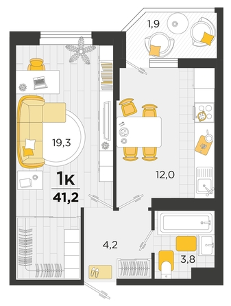 
   Продам 1-комнатную, 41.2 м², Мачуги В.Н. ул, 166Б

. Фото 4.