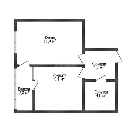 
   Продам 1-комнатную, 32.4 м², Западный Обход ул, 57/3

. Фото 1.