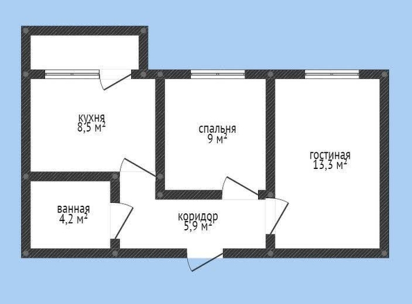 
   Продам 2-комнатную, 40.6 м², Тургенева ул, 33/3  11

. Фото 1.