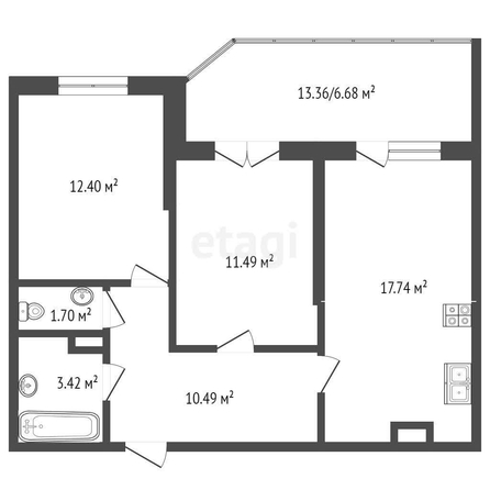 
   Продам 2-комнатную, 63 м², Любимово мкр, 18

. Фото 44.