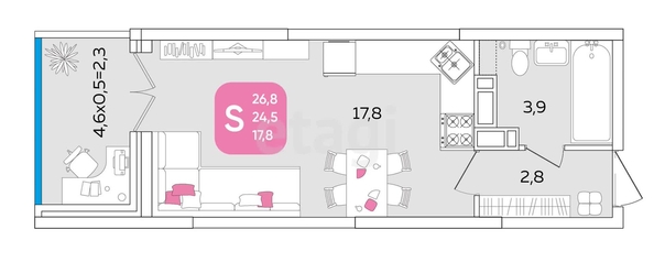 
   Продам студию, 24.2 м², Любимово мкр, 18к1

. Фото 18.