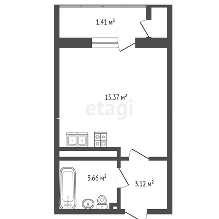 
   Продам студию, 26.7 м², Заполярная ул, 45

. Фото 18.