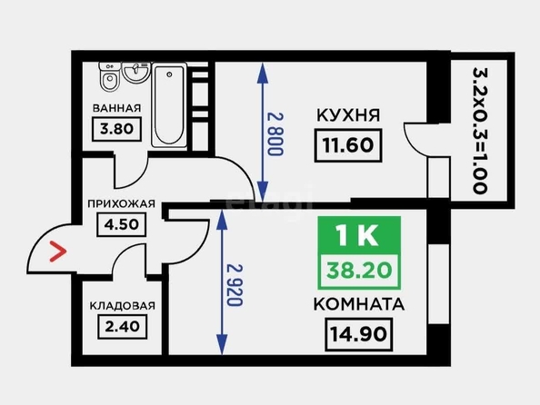 
   Продам 1-комнатную, 40 м², Дубравная ул, 1

. Фото 1.