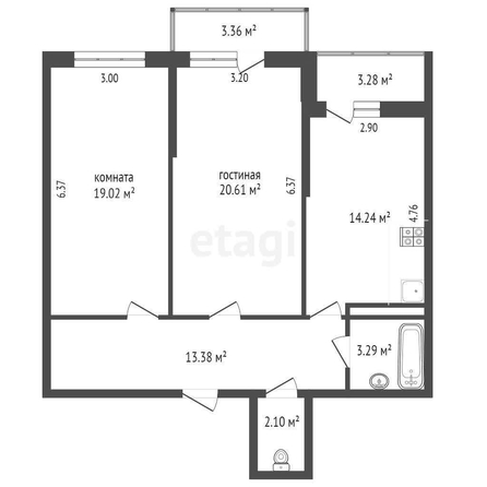 
   Продам 2-комнатную, 72.2 м², Московская ул, 112

. Фото 12.