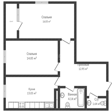 
   Продам 2-комнатную, 60.3 м², Домбайская ул, 10/1/2

. Фото 1.