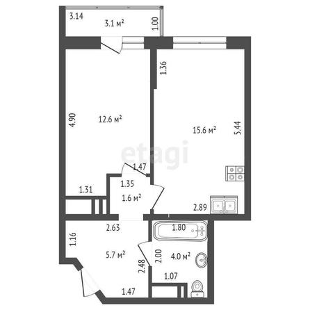 
   Продам 1-комнатную, 39.5 м², Домбайская ул, 55

. Фото 8.