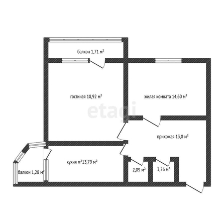 
   Продам 2-комнатную, 72.1 м², Московская ул, 112

. Фото 13.