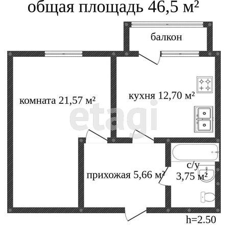 
   Продам 1-комнатную, 46.8 м², Чекистов пр-кт, 26

. Фото 6.