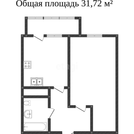 
   Продам 1-комнатную, 30 м², Черкасская ул, 58/2

. Фото 1.