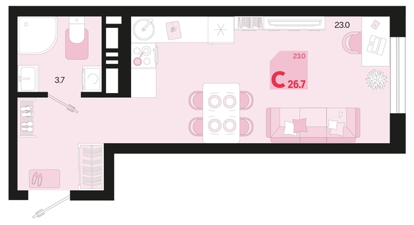 
   Продам 1-комнатную, 26.7 м², Первое место, квартал 1.5, литер 1

. Фото 6.