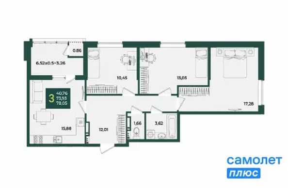 
   Продам 3-комнатную, 78.1 м², Образцово, дом 17

. Фото 9.