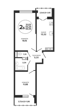 
   Продам 2-комнатную, 56.55 м², Российская ул, 257/7

. Фото 1.