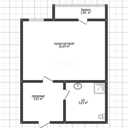 
   Продам студию, 27.7 м², Гулливер, литера 1

. Фото 1.