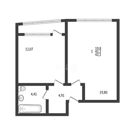 
   Продам 1-комнатную, 42.1 м², Режиссёр, литера 3

. Фото 1.