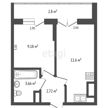 
   Продам 1-комнатную, 31 м², Лучший, литер 1

. Фото 11.