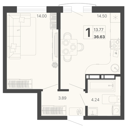 
   Продам 1-комнатную, 36.63 м², Светский лес, литер 4

. Фото 6.