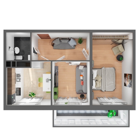 
  Продается 2-комн. квартира 58.79 м², в ЖК Времена года, литера Б. Фото 1.