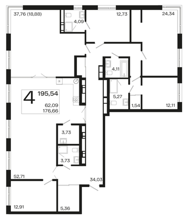 
   Продам 4-комнатную, 195.54 м², Патрики, литер 2

. Фото 4.