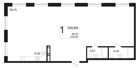 
   Продам 1-комнатную, 105.85 м², Патрики, литер 4.1

. Фото 4.