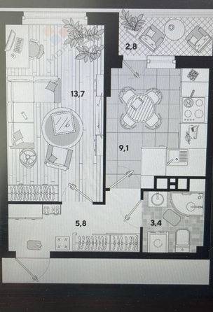 
   Продам 1-комнатную, 32.3 м², Ивана Беличенко ул, 87

. Фото 8.