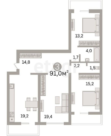 
   Продам 3-комнатную, 91 м², Восточно-Кругликовская ул, 69

. Фото 38.